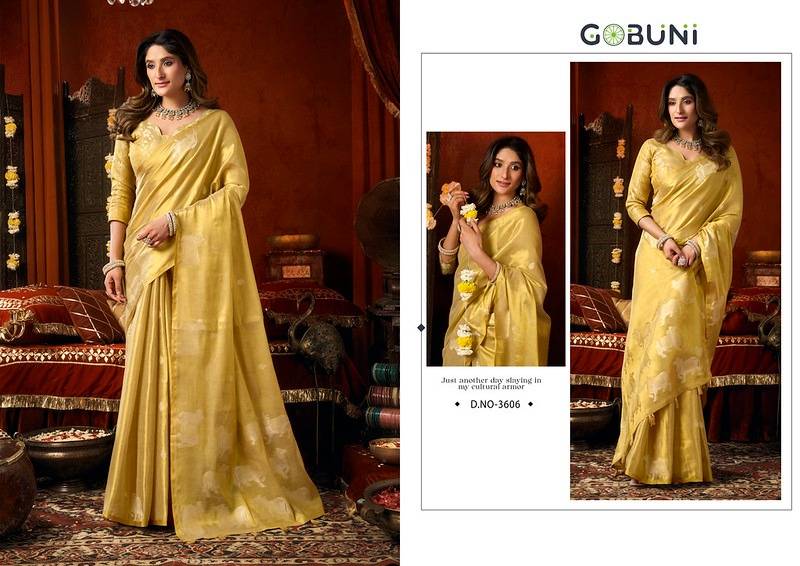 SUPRIYA BY GOBUNI 3601 To 3606 Series Indian Traditional Wear Collection Beautiful Stylish Fancy Colorful Occasional Wear Heavy Tissue Sarees At Wholesale Price